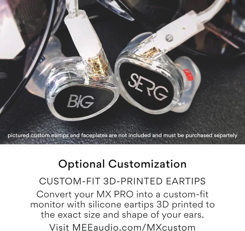 MEE audio Professional MX3 PRO Triple-Driver Hybrid Musician's in Ear Monitor Headphones with Enhanced Midrange and Warm Tonality, Noise Isolating Earphones with Detachable Cables, Transparent