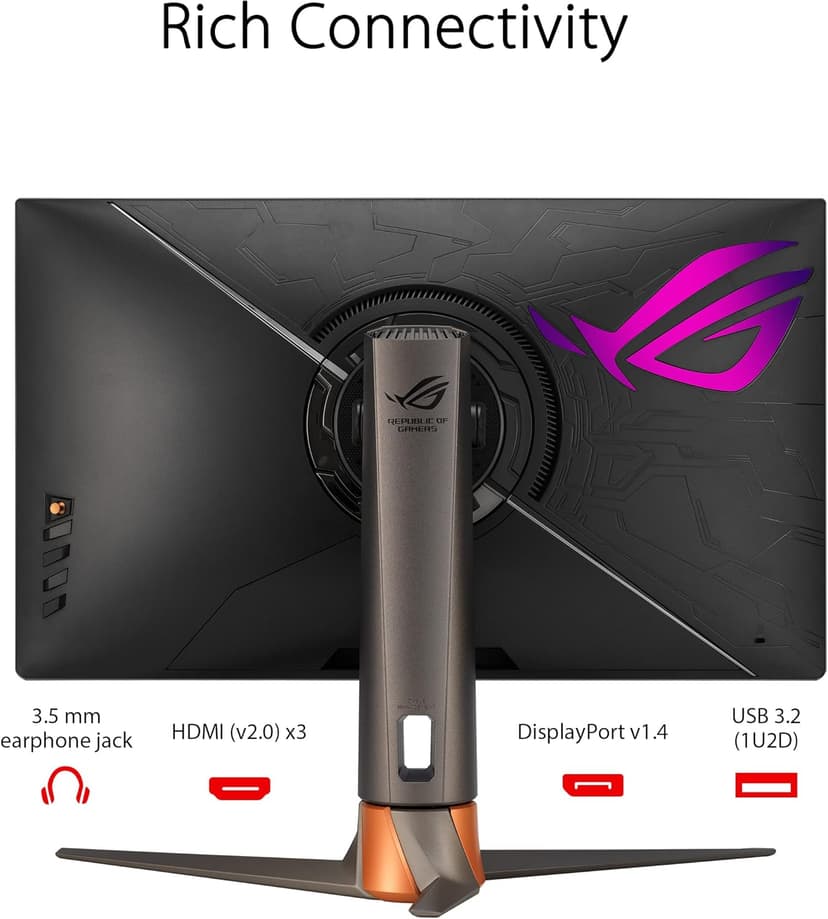 ASUS ROG Swift 360Hz 27” 1440P HDR Gaming Monitor (PG27AQN) - QHD (2560 x 1440), Fast IPS, 1ms, G-SYNC, Eye Care, HDMI, DisplayPort, USB, Ergonomic Design, VESA Wall Mountable, HDR10, DisplayHDR600