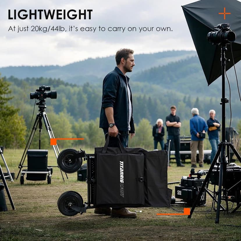 TARION Video Production Camera Cart: Foldable Cart for Photographer Quick Release with 360° Swivel Wheels for Film Studio Stage Lighting Storage Digital Tech Cart Payload up to 440lb Titanrig Cart