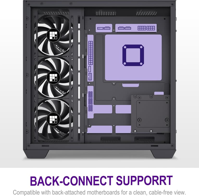 F300 (2025) PC Case - Pre-Installed 4 No RGB Fan, ATX Mid-Tower Gaming PC Case, 270° Panoramic Glass with Type-C, FOIFKIN (Black)