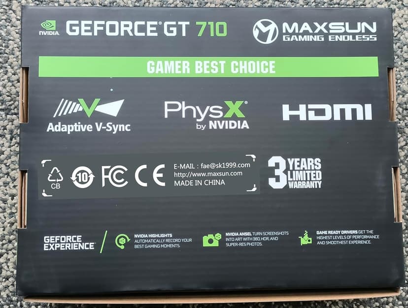 maxsun GEFORCE GT 710 2GB Low Profile Ready Small Form Factor Video Graphics Card GPU Support DirectX12 OpenGL4.5, Low Consumption, VGA, DVI-D, HDMI, HDCP, Fanless Cooling