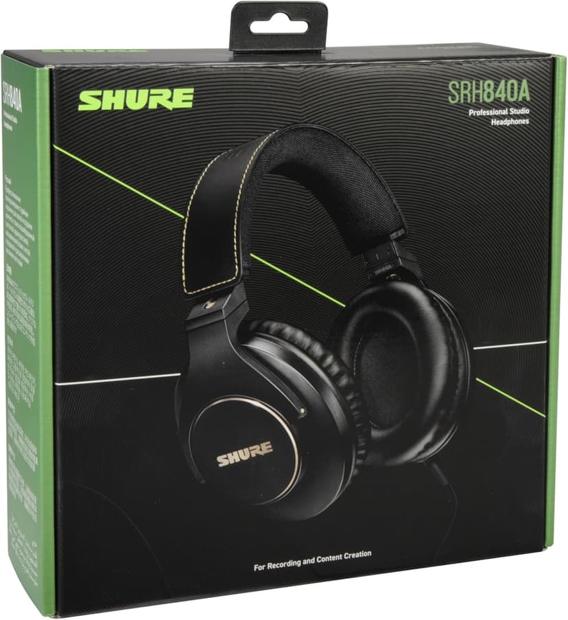 Shure SRH840A Over-Ear Wired Headphones for Critical Listening & Monitoring, Professional Headset, Tailored Frequency Response, Superior Detailed Sound, Adjustable & Collapsible Design - 2022 Version