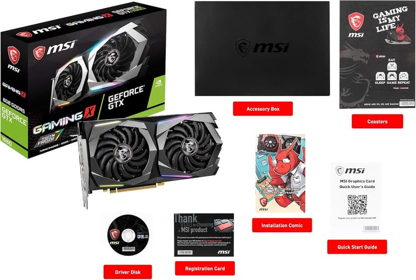 MSI Gaming GeForce GTX 1660 128-Bit HDMI/DP 6GB GDRR5 HDCP Support DirectX 12 Dual Fan VR Ready OC Graphics Card (GTX 1660 Gaming X 6G)