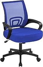 Yaheetech Office Computer Desk Chair Swivel Rolling, Cute Task Chair Ergonomic Conference Room, Mesh Work Study Chair Basic Comfy Desktop Chair with Wheels Arms, Blue
