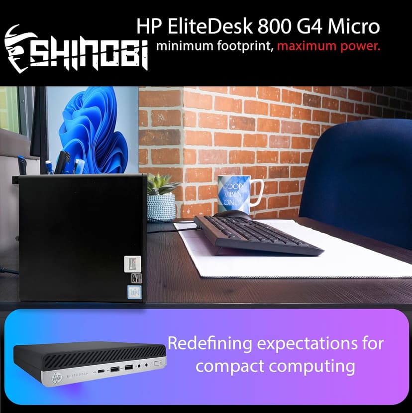 HP EliteDesk 800 G4 Mini PC | Intel Core i5-8500T | 16GB RAM | 512GB NVME | Windows 11 Pro | Wi-Fi | New 24in Monitor | Mini Desktop Computer (Renewed) (PC Plus Monitor)