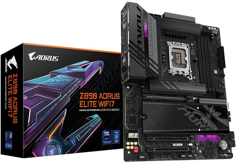 GIGABYTE Z890 AORUS Elite WIFI7 ICE Motherboard - Supports Intel Core Ultra (Series 2) CPUs, 16+1+2 Phases VRM, up to 8800MHz DDR5 (OC), 1xPCIe 5.0 + 3xPCIe 4.0, Wi-Fi 7, 2.5GbE LAN, Thunderbolt 4