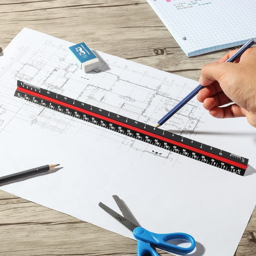 Mr. Pen- Architectural Scale Ruler, 12 Inch, 2 Pcs, Black & White, for Blueprints, Contractor, Architect, Drafting