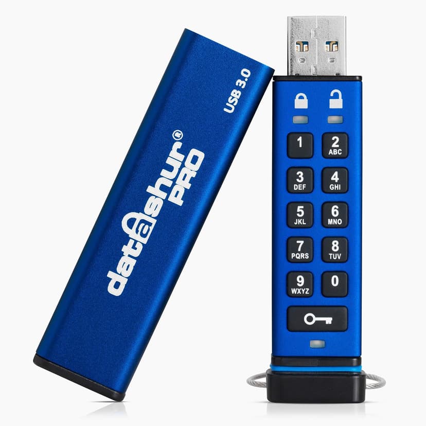 iStorage datAshur PRO 8 GB | Encrypted USB Memory Stick | FIPS 140-2 Level 3 Certified | Password protected | Dust/Water Resistant