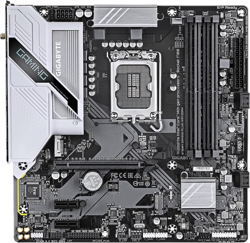 GIGABYTE B760M Gaming Plus WiFi DDR4 LGA 1700 Intel B760 M-ATX Motherboard with DDR4, 2* M.2, PCIe 4.0, Front USB 3.2 Gen 1 Type-C, WiFi 6 GbE LAN, Q-Flash Plus, PCIe EZ-Latch