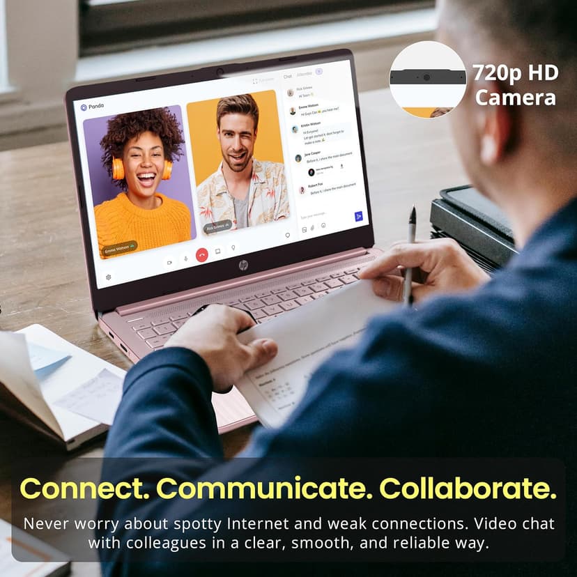 HP Flagship 14" Laptop with 1 Year Office 365 | 16GB RAM | 1.22TB Storage(64GB eMMC & 160GB Docking Station & 1TB Cloud Storage) | Intel 4-Core Processor| Webcam | Wi-Fi | Windows 11 | Pink