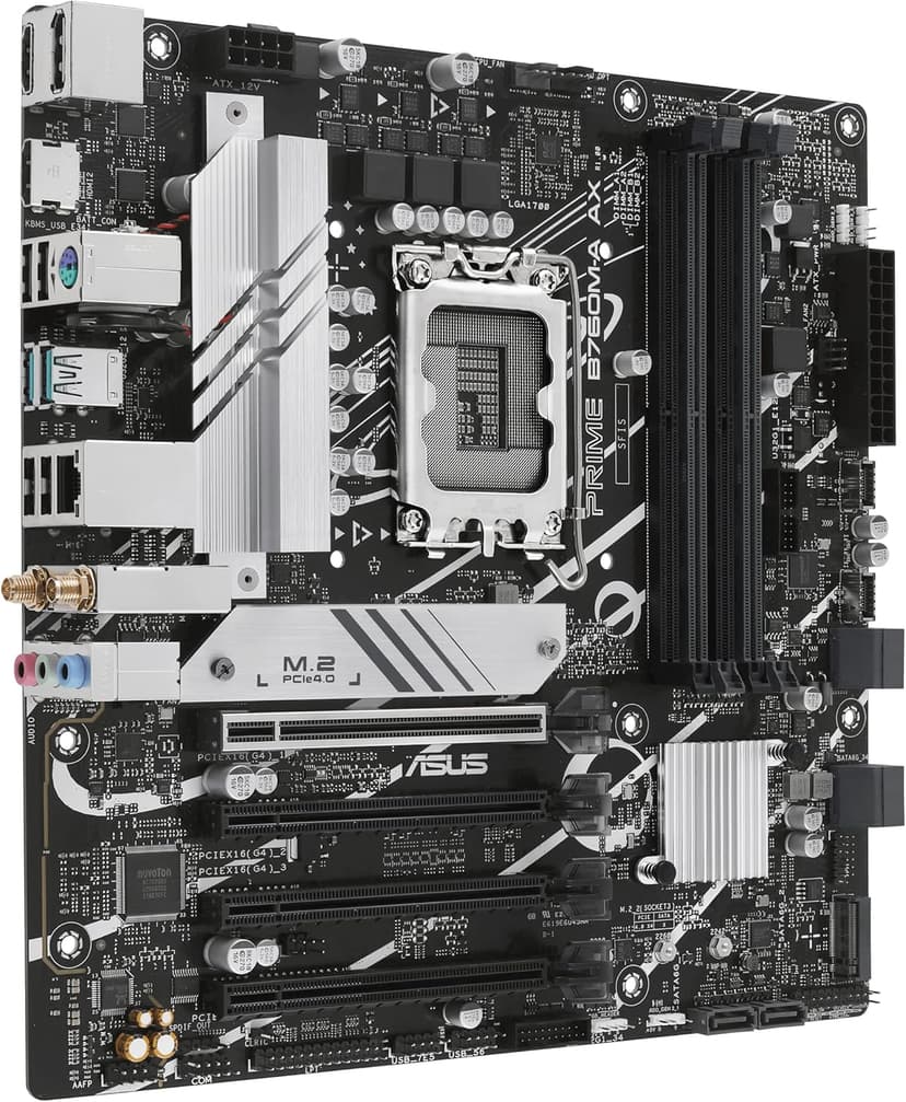 ASUS Prime B760M-A AX LGA 1700(Intel® 12th&13th Gen) microATX Motherboard (PCIe® 4.0, 2xM.2 Slots, DDR5,Realtek 2.5 Gb LAN,WiFi 6, DP,Rear USB 3.2 Gen 2, Front USB 3.2 Gen 1 Type-C®)