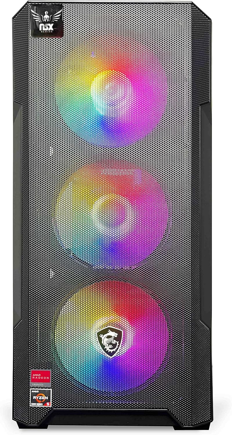 NSXGAMING Nova Desktop Gaming Computer (AMD Ryzen 5 5600G, 16GB 2 * 8 GB DDR4 3600, 512Gb M2 NVME SSD, RGB Fans, W11 64-bit Ready, Wify Ready, Mouse and Keyboard)