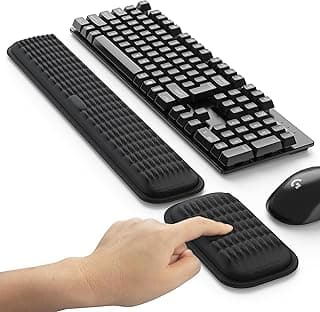 MEKASS Ergonomic Wrist Rest for Keyboard and Mouse, Soft Memory Foam Keyboard Wrist Rest Set with Non-Slip Silicone Base, Easy Typing, Pain Relief, Comfort for Office, Work, Gaming (Classic Black)