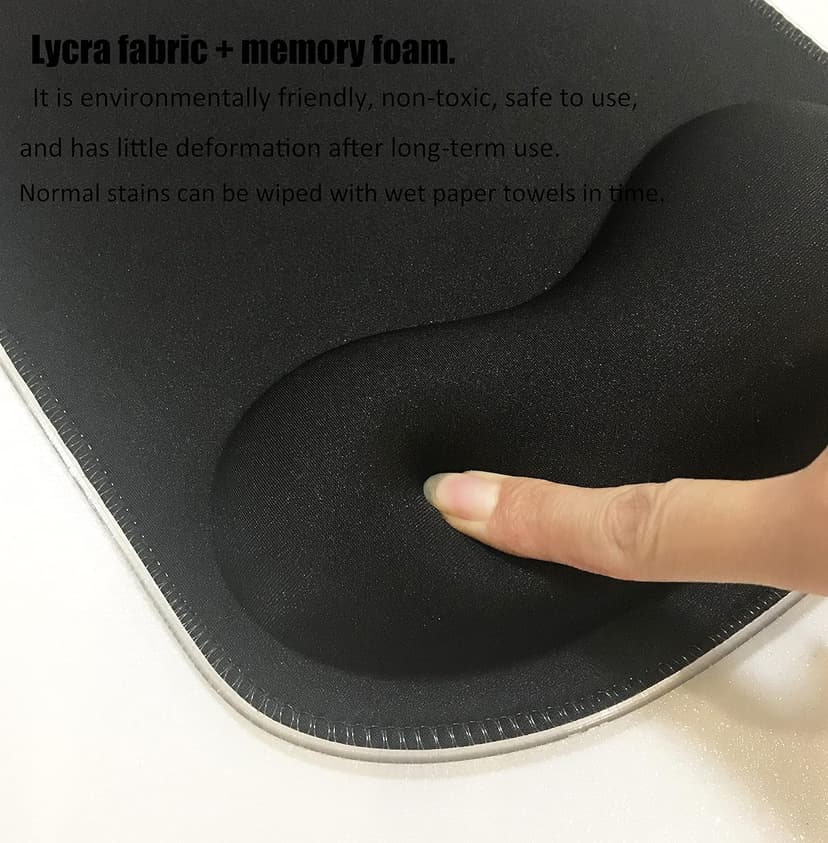 RGB LED Mouse pad with Ergonomic Wrist Rest Support, Non-Slip Kawaii Mouse Pads, 11.8” x 8.5” Gaming Wrist Pads, Pain Relief, and Easy Typing, Gaming, Notebook Computer Work and Game (Black)