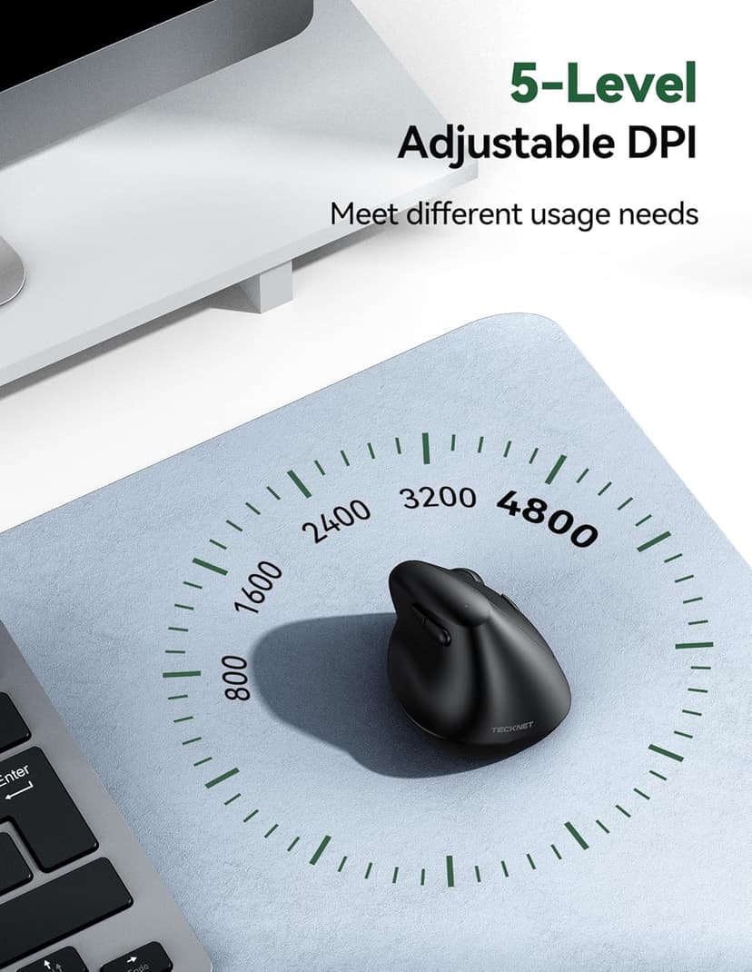 TECKNET Mini Vertical Wireless Mouse, Ergonomic Mouse for Small Hands, 4800DPI, 5 Adjustable DPI Levels, 6 Buttons, 2.4GHz Silent Optical Wireless Mouse for Laptop, Computers, PCs, Macs