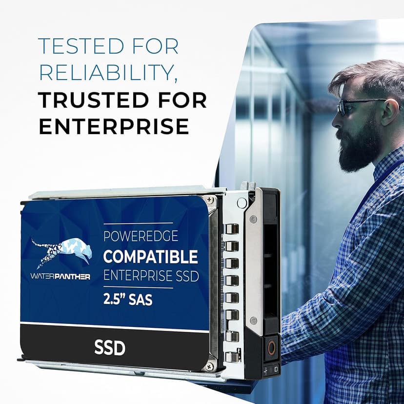 Water Panther 7.68TB SAS 12Gbps 2.5-inch x 15mm Enterprise SSD in 14G/15G/16G Tray Compatible with Dell PowerEdge Servers 0N85XX 0X8F87 R340 R640 R450 R650 C6600 NX440 T440 (Renewed)