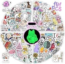 100Pcs Glow in The Dark Funny Natural Science Lab Stickers for Water Bottle, Physics Chemistry Biology Lab Vinyl Laptop Decals, Adults Teachers Students Waterproof Phone Case Skateboard Luggage Decor