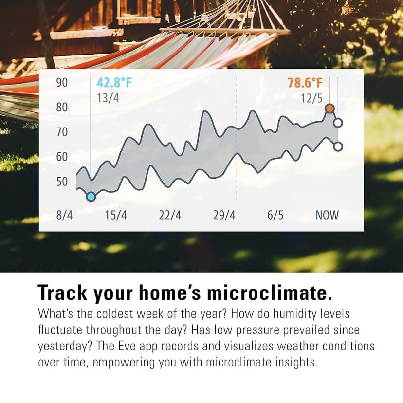 Eve Weather - Apple HomeKit Smart Home, Connected Outdoor Weather Station for Tracking Temperature, Humidity & Barometric Pressure, Precision Sensors, Wireless, Bluetooth and Thread