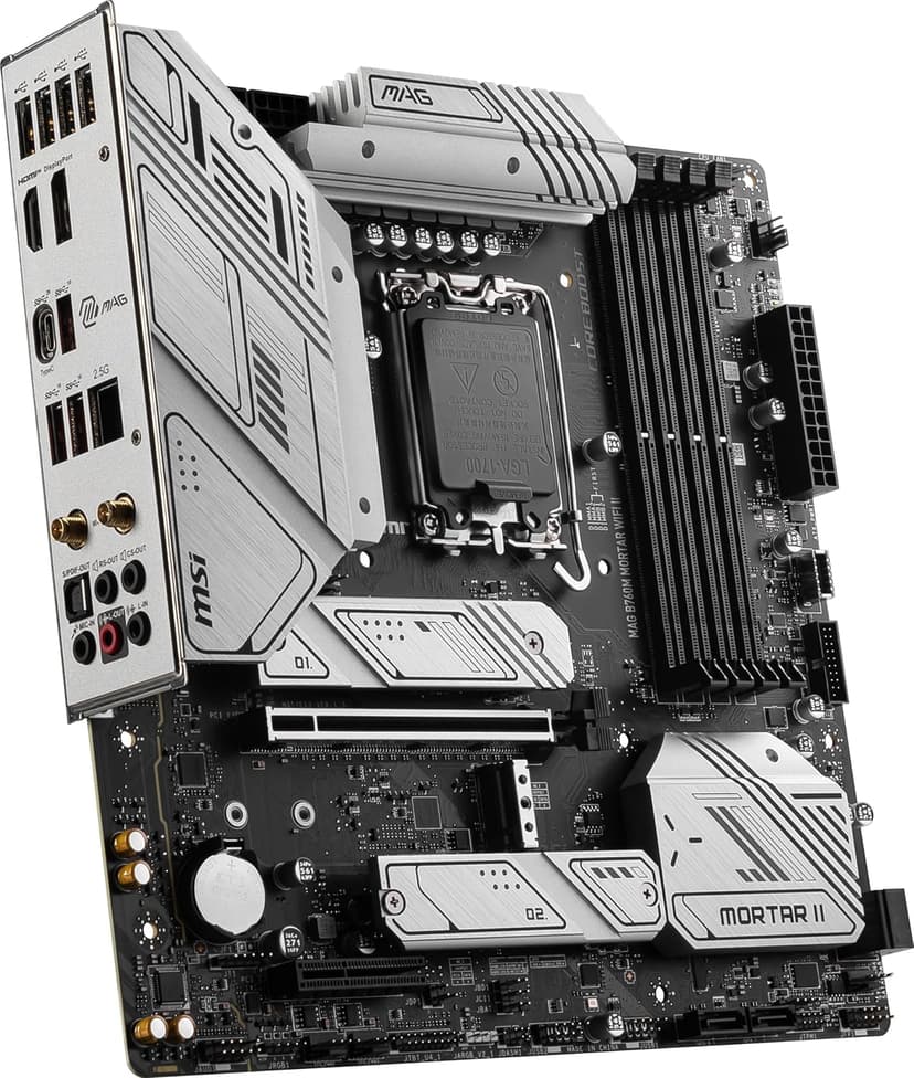 MSI MAG B760M Mortar WiFi II Gaming Motherboard (Supports 12th/13th/14th Gen Intel Processors, LGA 1700, DDR5, PCIe 5.0, M.2, 2.5Gbps LAN, USB 3.2 Gen2, HDMI/DP, Wi-Fi 6E, Bluetooth 5.3, mATX)