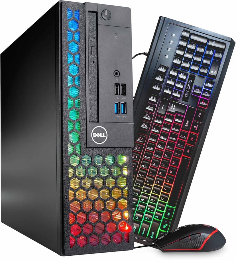 Dell 3060 RGB PC Computer | Windows 11 Pro | Ultra Fast Intel i5-8500 | 16GB DDR4 RAM + 5000GB SSD | New 24" Monitor | 5G WiFi + BT (Renewed)