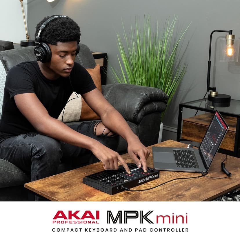 Akai Professional MPK Mini MK3 - 25 Key USB MIDI Keyboard Controller With 8 Backlit Drum Pads, 8 Knobs, Music Production Software and Native Instruments Sound Package (NKS Integration), Black