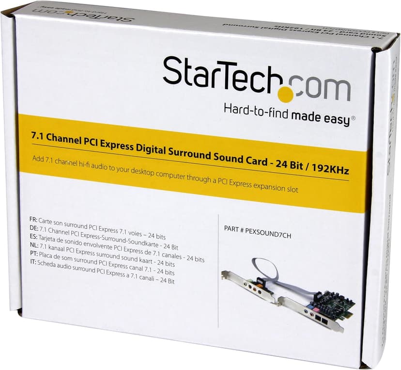 StarTech.com 7.1 Channel Sound Card - PCI Express - 24-bit - 192KHz - SPDIF Digital Optical and 3.5mm Analog Audio (PEXSOUND7CH)