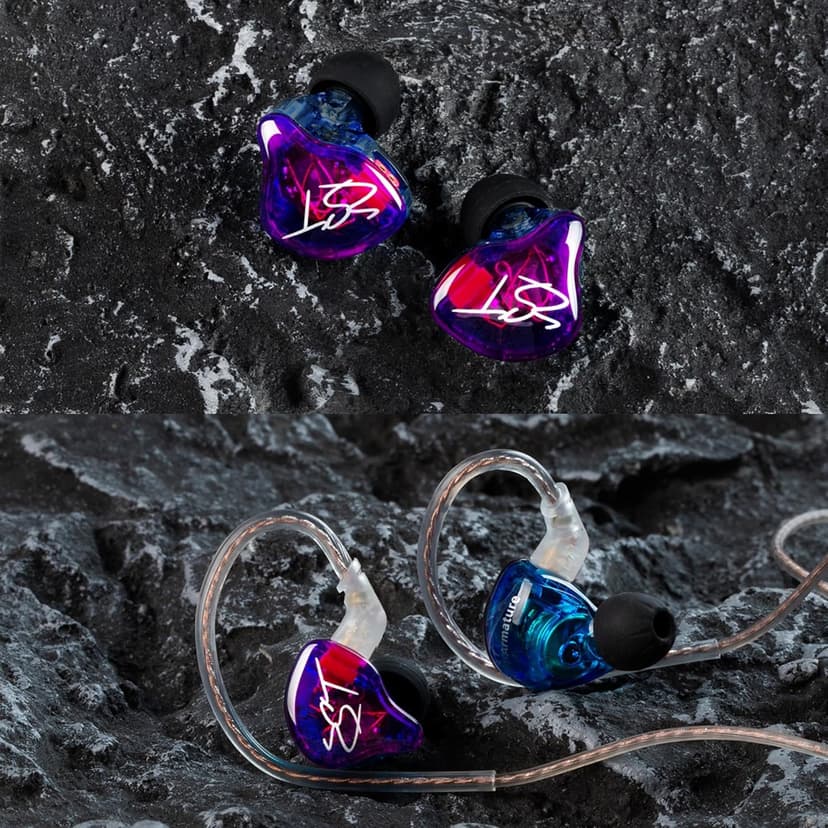 YINYOO Easy KZ ZST Colorful Hybrid Banlance Armature with Dynamic in-Ear Earphone 1BA+1DD HiFi Headset KZ in Ear Monitors Headphones Wired Earbuds IEM Earphones Gaming Earbuds (Colorful Without mic)
