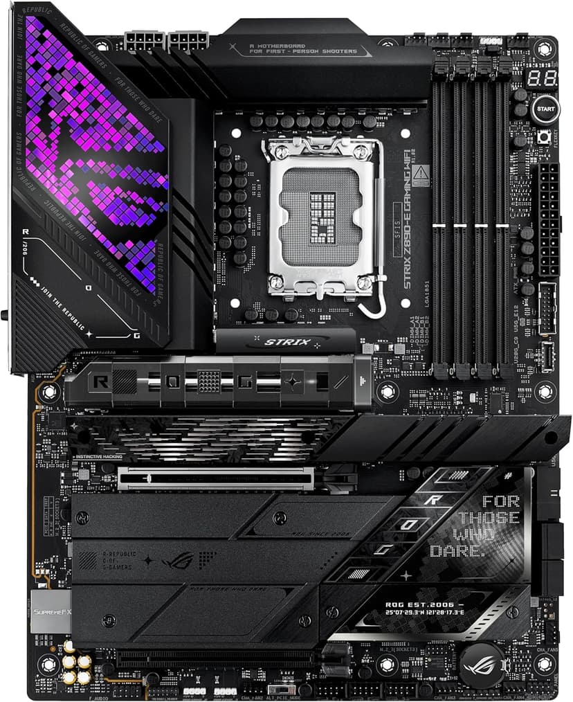 ASUS ROG Strix Z890-E Gaming WiFi Intel® Z890 LGA 1851 ATX Motherboard, Advanced AI PC-Ready, 18+2+1+2 Stages, DDR5, WiFi 7, 7X M.2, Thunderbolt™ 4, USB Type-C®, AI Overclocking, Cooling & Networking