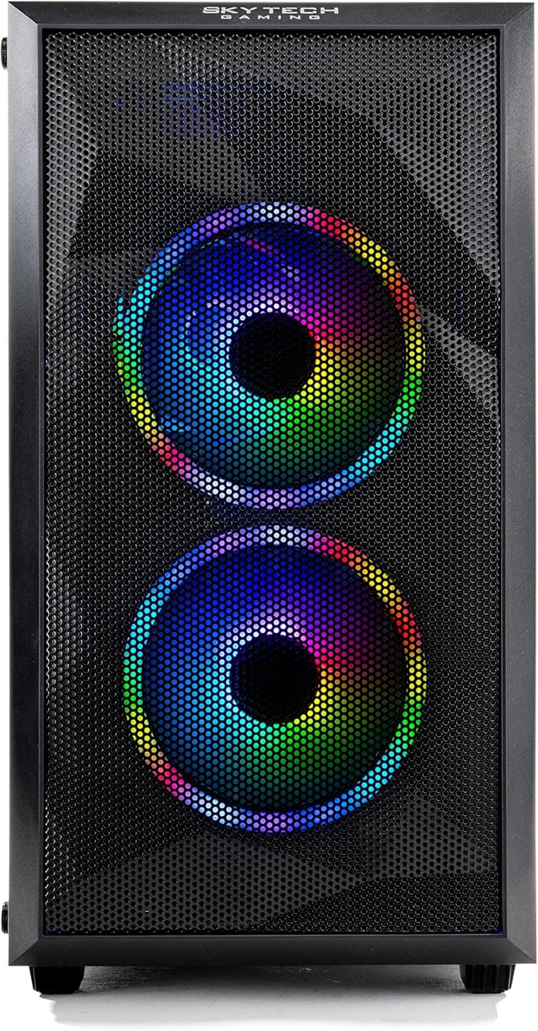 Skytech Gaming Chronos Mini Gaming Computer PC Desktop - Intel Core-i3 10100F 3.6GHz, GTX 1650 4G, 500GB SSD, 8G 3000, RGB Fans, AC WiFi, Windows 10 Home 64-bit,Black