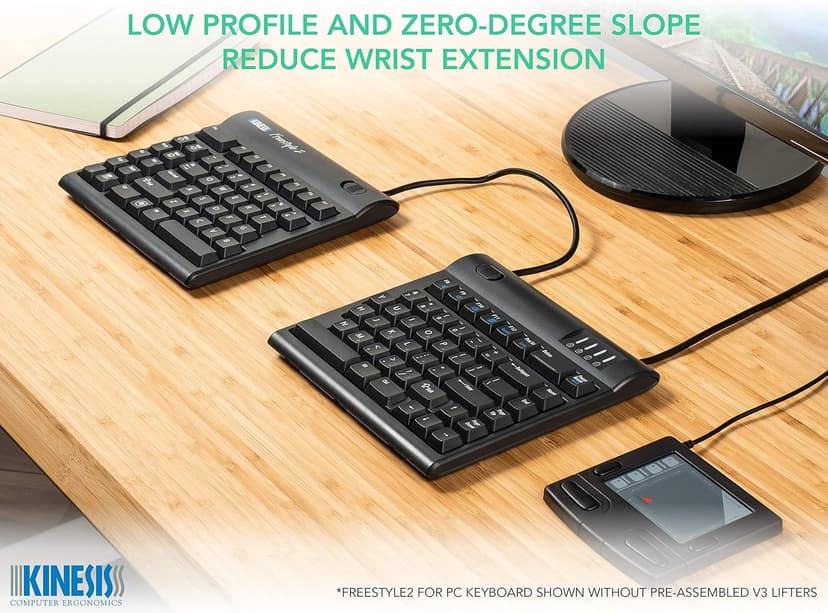 KINESIS Freestyle2 USB-A Ergonomic Keyboard w/ VIP3 Lifters for PC (9" Separation) (KB820PB-US)
