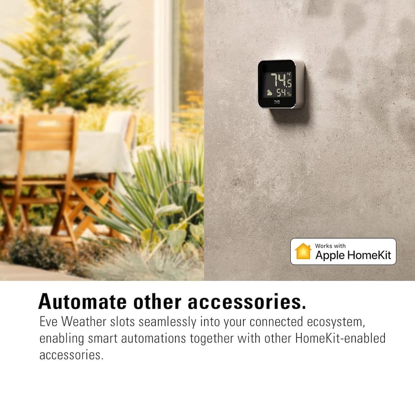 Eve Weather - Apple HomeKit Smart Home, Connected Outdoor Weather Station for Tracking Temperature, Humidity & Barometric Pressure, Precision Sensors, Wireless, Bluetooth and Thread