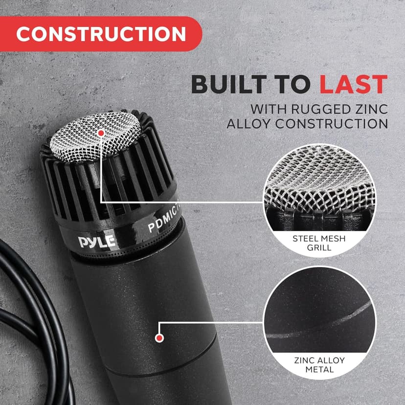PylePro Dynamic Handheld Microphone, Professional Moving Coil Mic with Built-in Pop Filter, Wide Frequency Response, High Signal Output, Rugged Design, Low Noise Circuitry, 15' ft. XLR Cable Included