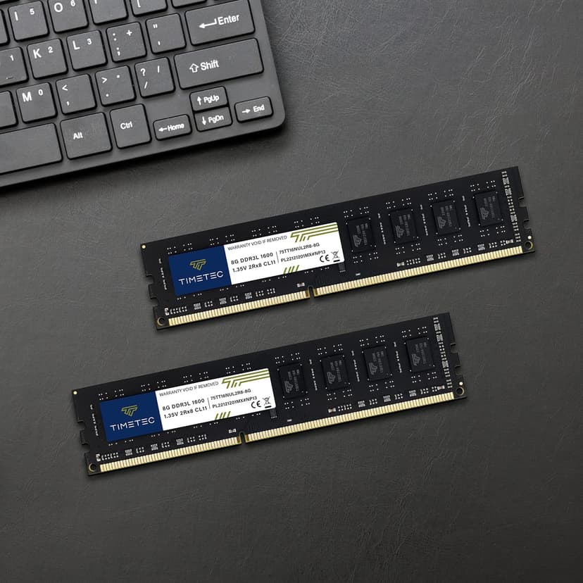 Timetec 8GB DDR3L / DDR3 1600MHz (DDR3L-1600) PC3L-12800 / PC3-12800 (PC3-12800U) Non-ECC Unbuffered 1.35V / 1.5V CL11 2Rx8 Dual Rank 240 Pin UDIMM Desktop PC Computer Memory RAM Module Upgrade (8GB)