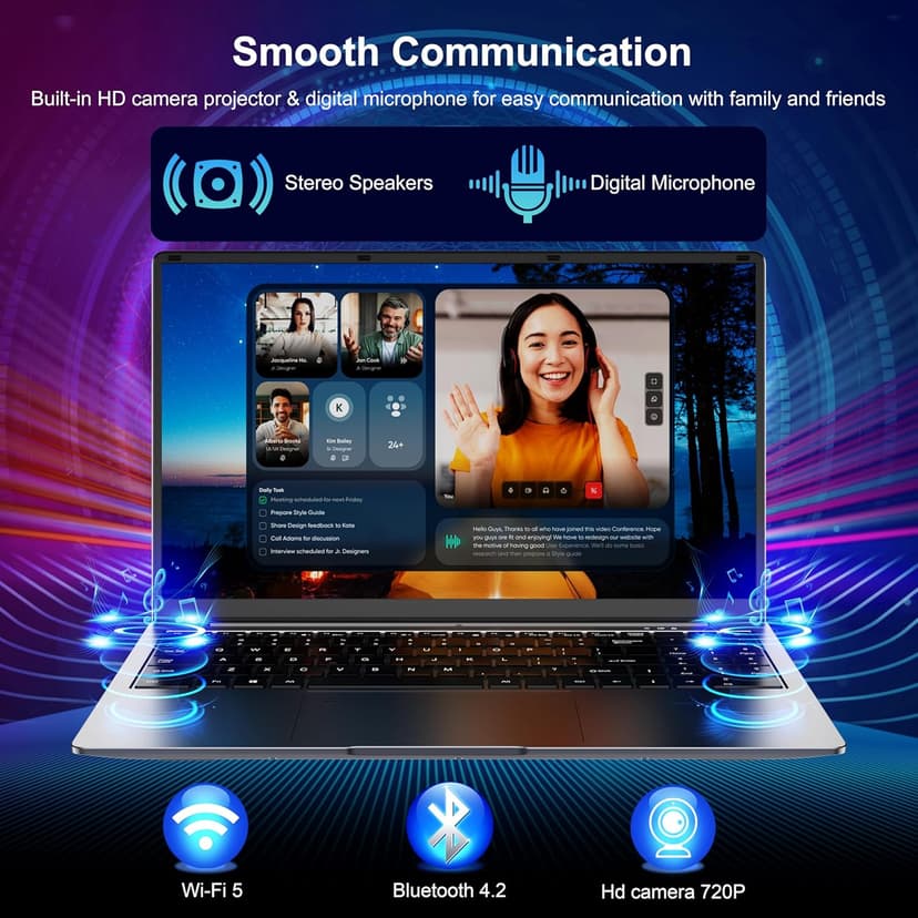 15.6" Laptop Computer - Quad-Core N95 Processor (Up to 3.4GHz) Laptop PC 16GB DDR4 512GB SSD, Students Business Laptop Support Touch ID,WiFi, BT4.2, HDMI, USB 3.0