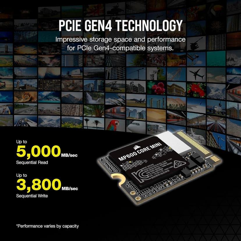 Corsair MP600 CORE MINI 2TB M.2 NVMe PCIe x4 Gen4 2 SSD – M.2 2230 – Up to 5,000MB/sec Sequential Read – High-Density QLC NAND – Great for Steam Deck, ASUS ROG Ally, Microsoft Surface Pro – Black