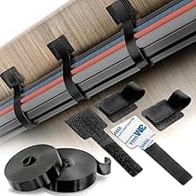 Cable Management Kit with 40 Self-Adhesive Hook and Loop Ties & 2 Extension Straps – 3M Sticky Cord Organizer for Under Desk, Home Office, Wall – Reusable Adjustable Nylon Wire Holders (Black)