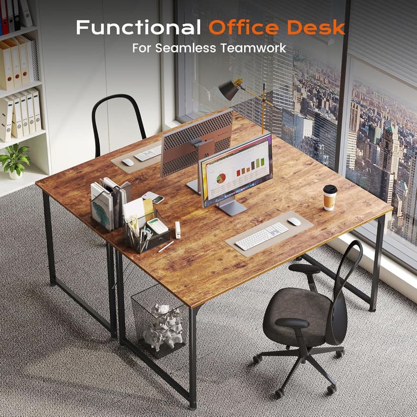 PRAISUN 40 X 24 Inch Computer Desk with Deeper Desktop, Gaming Office Writing Work Desk for Home Office, Study, Bedroom, Work from Home, Metal Frame, Rustic Brown