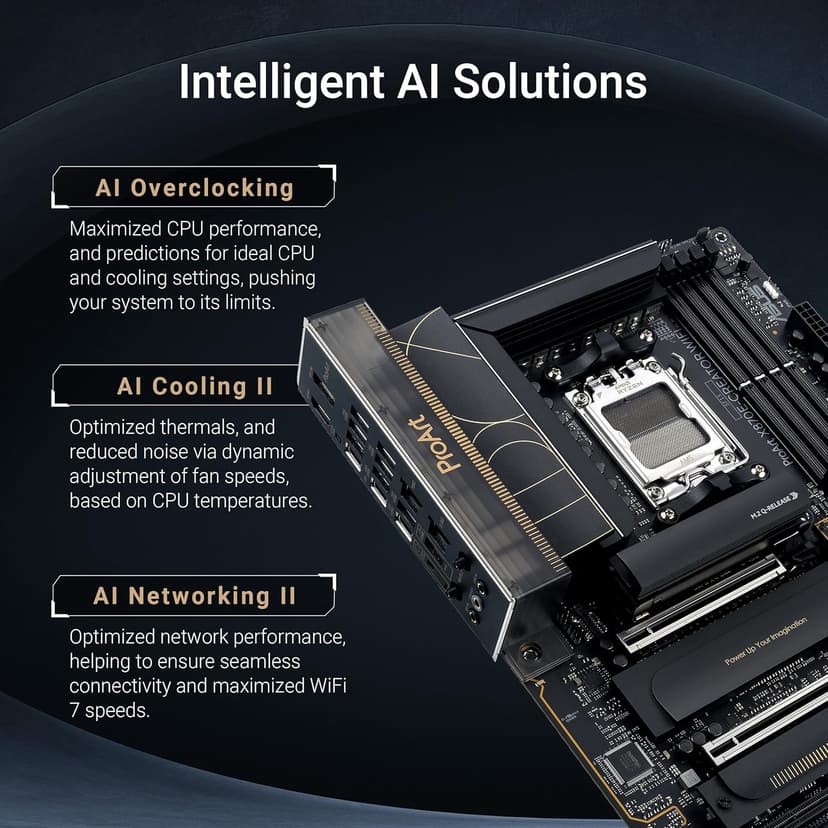 ASUS ProArt X870E-CREATOR WiFi AMD AM5 X870E ATX Motherboard PCIe® 5.0 x16 Slots with Full Support for Next-gen GPUs, 16+2+2 Power Stages, DDR5, Dual USB4®, 10 Gb & 2.5 Gb LAN, WiFi 7, Four M.2 Slots