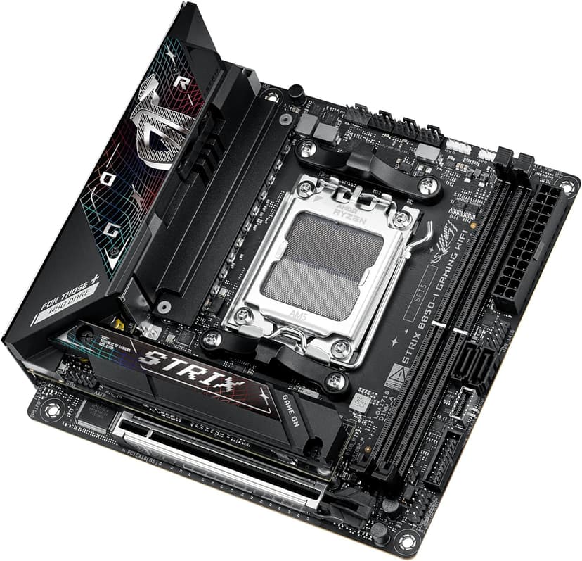 ASUS ROG Strix B850-I Gaming WiFi AMD AM5 B850 Mini-ITX mITX Motherboard 10+2+1 Stages, DDR5, 2.5G LAN, WiFi 7, 2X M.2, PCIe® 5.0 x16, USB 20Gbps Type-C®, AI Overclocking, AI Networking II, Aura Sync