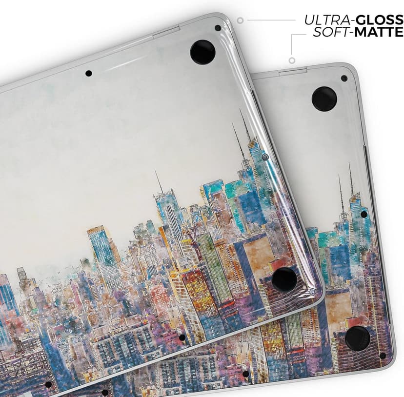 Watercolor New York City Skyline Full-Body Wrap Scratch Resistant Decal Skin-Kit Compatible with MacBook 13" Pro M1 (A2338)