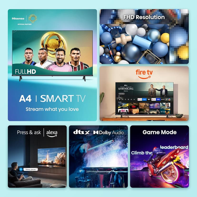 Hisense 40-Inch Class A4 Series FHD 1080p Smart Fire TV (40A4NF, 2025 Model) - DTS Virtual: X, Slim Bezel Design, Alexa Built in