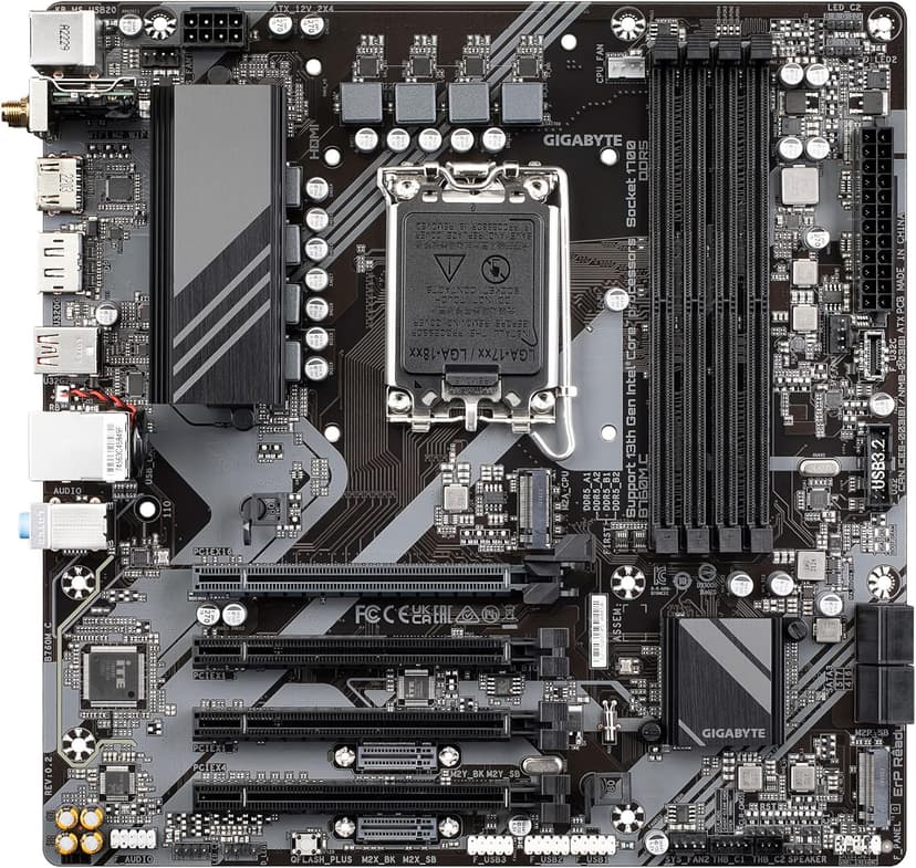 GIGABYTE B760M C (LGA 1700/ Intel/ B760/ Micro ATX/ DDR5/ M.2/ PCIe 4.0/ USB 3.2 Gen 2 Type-C/Realtek Wi-Fi 1GbE LAN/Q-Flash Plus/PCIe EZ-Latch/Motherboard)