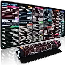 Linux Commands Line Sheet Mouse Pad for Desk, Large XL Mousepad With Shortcuts, 31.5"x11.8" Office Computer Mat, Waterproof Anti-Slip Keyboard Pad, Linux Basics Accessories