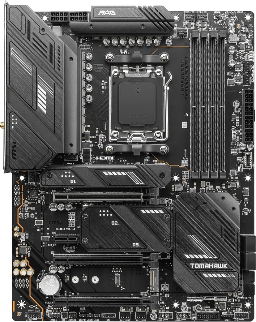 msi MAG X670E Tomahawk WiFi Gaming Motherboard (AMD Ryzen 9000/8000/7000 Series Processors, AM5, DDR5, PCIe 5.0, SATA 6Gb/s, M.2, USB 3.2 Gen 2, Wi-Fi 6E, Bluetooth 5.3, 2.5Gbps LAN, HDMI/DP, ATX)