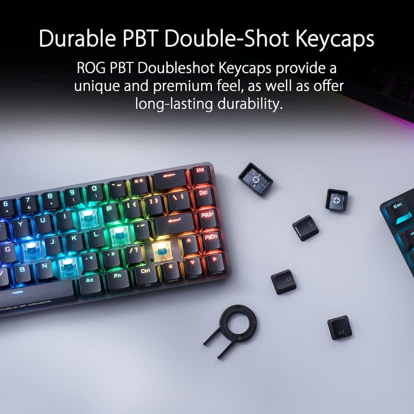 ASUS ROG Falchion NX 65% Wireless RGB Gaming Mechanical Keyboard | ROG NX Red Linear Switches, PBT Doubleshot Keycaps, Wired / 2.4G Hz, Touch Panel, Keyboard Cover Case, Macro Support,Black