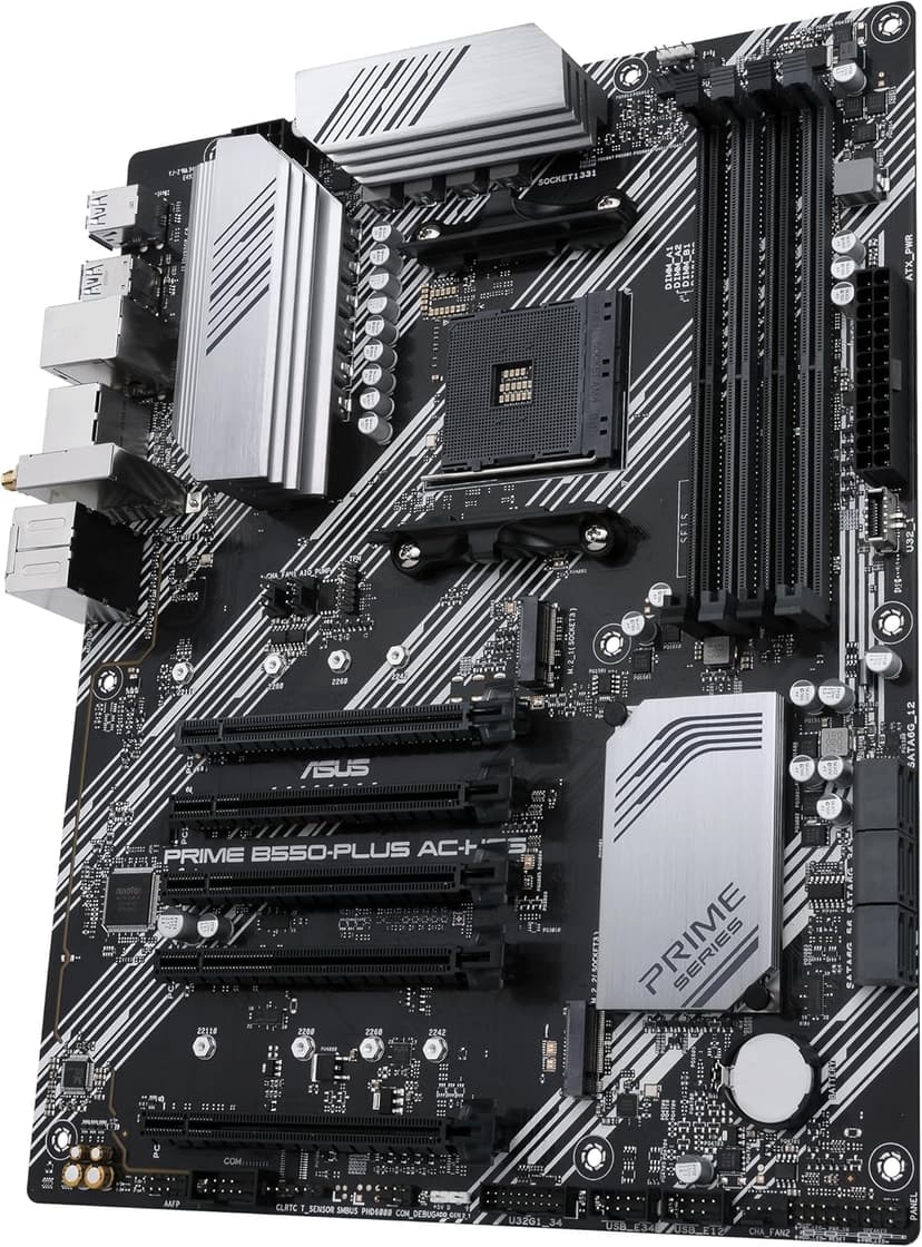 ASUS Prime B550-PLUS AC-HES AMD AM4 (3rd Gen Ryzen) ATX Motherboard (Dual M.2, PCIe4.0, WIFI5, 1Gb Ethernet, SATA 6 Gbps, USB 3.2 Gen 2 Type-C, Front USB 3.2 Gen 1 Type-C and CEC Tier II Ready)