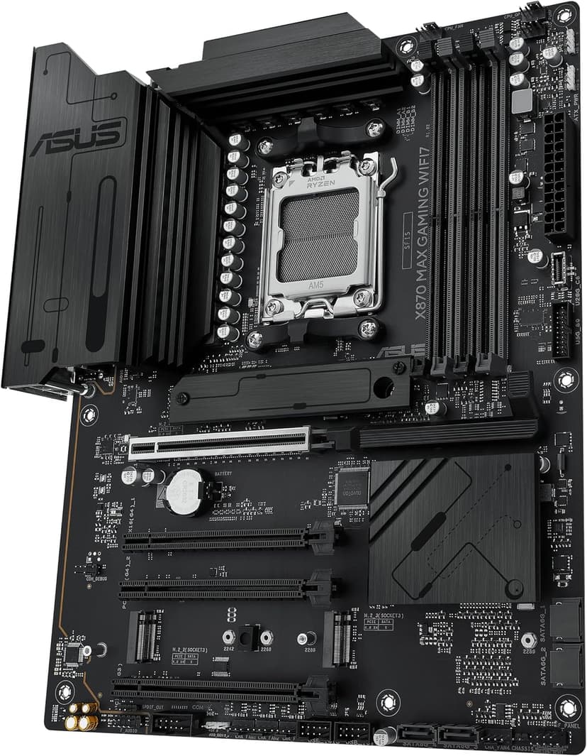 ASUS X870 MAX Gaming WIFI7 AMD AM5 ATX Motherboard, 12+2+1 80A DrMOS, DDR5, PCIe 5.0 x16 Q-Release, 3X M.2, Wi-Fi 7 Q-Antenna, 2.5Gb LAN, USB4® Type-C®, USB-C® 20Gbps, BIOS Flashback™, Aura Sync