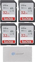 SanDisk 32GB Ultra SD Memory Card (4 Pack) SDHC UHS-I Card 120 MB/s Class 10 (SDSDUN4-032G-GN6IN) Bundle with (1) Everything But Stromboli Micro Fiber Cloth