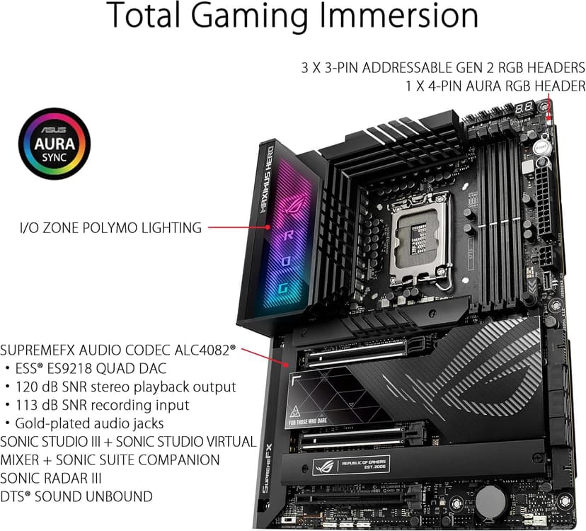 ASUS ROG Maximus Z790 Hero WiFi6E LGA 1700(Intel 14th,13th&12th Gen) ATX gaming motherboard(PCIe 5.0,DDR5,20+1power stages,2.5Gb LAN, Bluetooth V5.2,2x Thunderbolt 4 ports,5xM.2, Thunderbolt 4/USB4 )