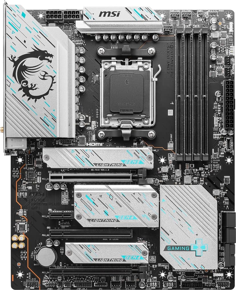 MSI X670E GAMING PLUS WIFI Gaming Motherboard (AMD Ryzen 9000/8000/7000 Series Processors, AM5, DDR5, PCIe 5.0, SATA 6Gb/s, M.2 slots, USB 3.2 Gen 2, Wi-Fi 6E, Bluetooth 5.3, 2.5Gbps LAN, HDMI/DP,ATX)